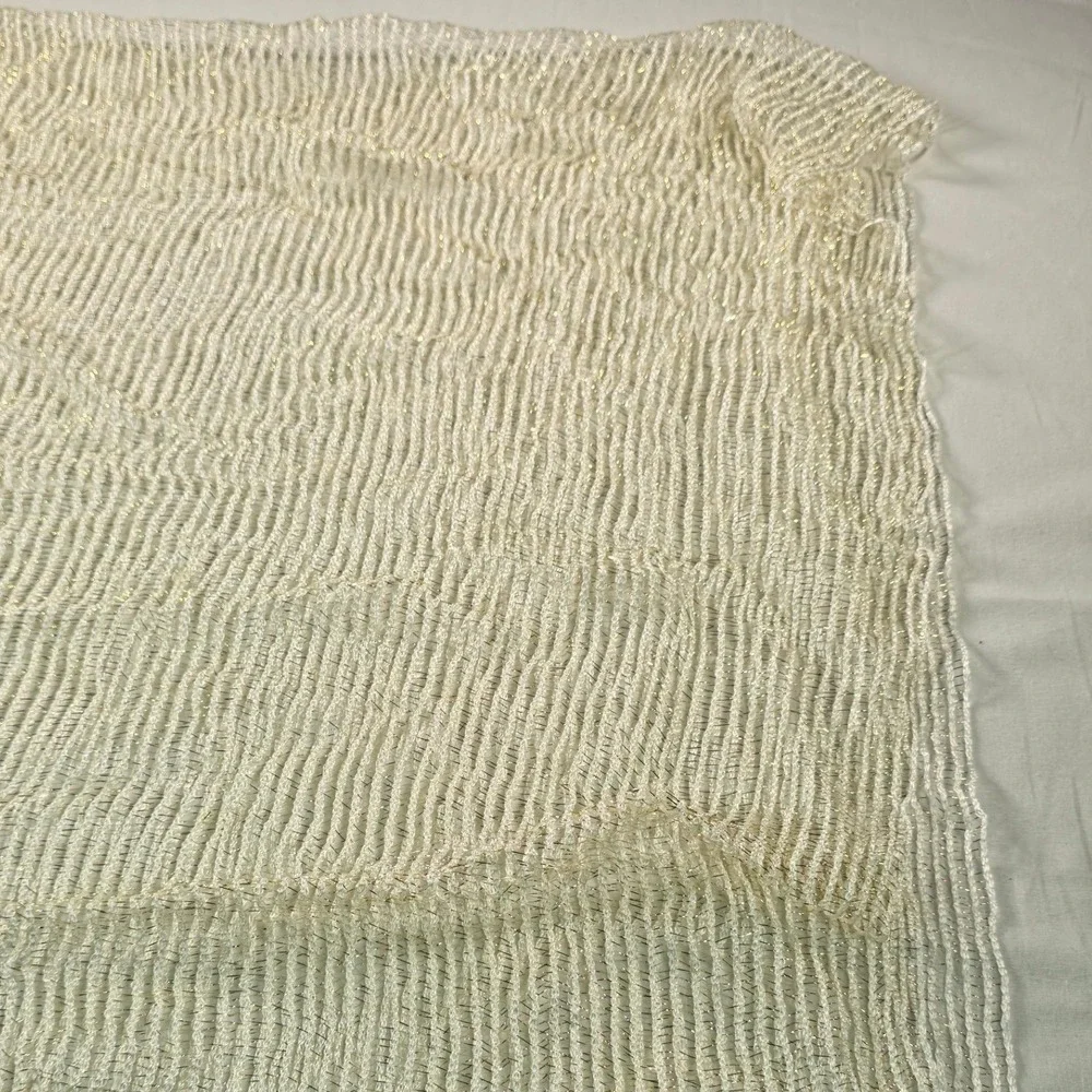 INC International Concepts Womens Wrap Scarf OS Winter Metallic Mesh Fringe NWT